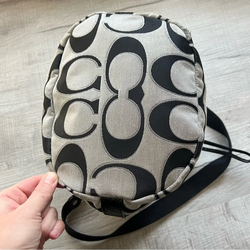 Coach Poppy Metallic Cinch Bucket Bag Black Gray Shoulder Crossbody Bag 17930